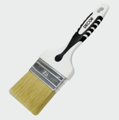 Кисть плоская "Black White универсальная" 75х15мм, светлая смеш. щетина, 2К ручка Decor