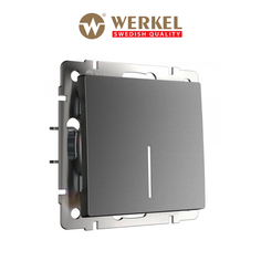 Встраиваемый одноклавишный проходной выключатель Werkel W1112164 графит матовый подсветка