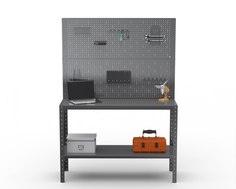 Стол-верстак Metalex серия KIT 950х1000х400 (одна полка) + 2 перфопанель, серый