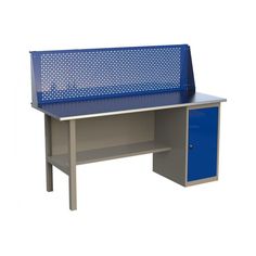 Верстак слесарный стол металлический с экраном и тумбой Wellmet 1800MLP