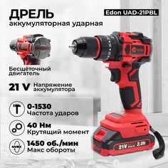Дрель-шуруповерт аккумуляторная ударная EDON UAD-21PBL