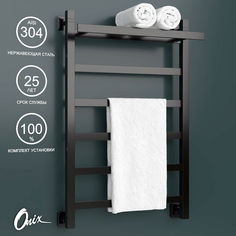 Водяной полотенцесушитель Onix Moon Plus Black 500x800 с полкой нижнее черный полный комп.