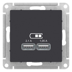 Розетка USB двойная Schneider Атлас Дизайн карбон без рамки Systeme Electric