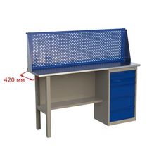 Верстак слесарный стол металлический с экраном и тумбой CompactLine 1600CL5P Wellmet