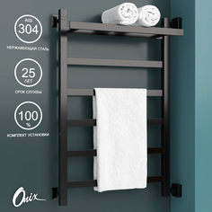 Водяной полотенцесушитель Onix Moon Plus Right Black 500x800 полка правое черный полный