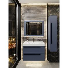 Тумба под раковину La Fenice Elba Twin Blu grigio 90 см синяя матовая FNC-01-ELB-BG-90-2