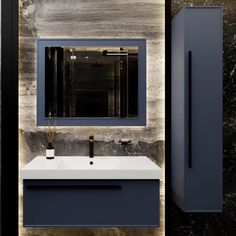 Тумба под раковину La Fenice Elba Blu Grigio 100 см синяя матовая FNC-01-ELB-BG-100