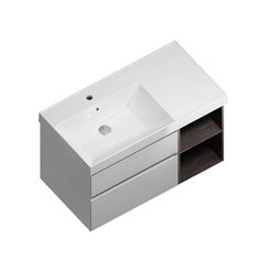 CU.90Lh/WHT Тумба CUBO подвесная 90 левая, белый+ментс, 2 ящика + 2 открытые полки Цена за Kerama Marazzi