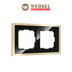 Рамка для розетки / выключателя на 2 поста Werkel Baguette W0022852 черный/латунь