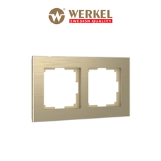 Рамка для розетки / выключателя на 2 поста Werkel W0021711 Aluminium шампань алюминий