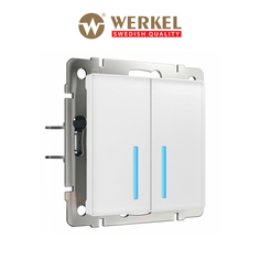 Встраиваемый двухклавишный сенсорный выключатель Werkel W4520001 1000Вт, подсветка, белый