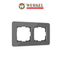 Рамка для розетки / выключателя на 2 поста Werkel W0022440 Elite графит стекло