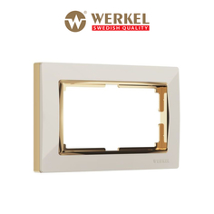 Рамка для двойной розетки Werkel W0081932 Snabb слоновая кость/золото пластик