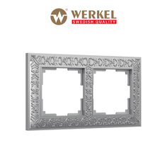 Рамка для розетки / выключателя на 2 поста Werkel WL07-Frame-02 Antik матовый хром металл