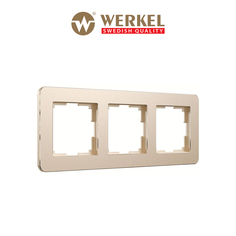 Рамка для розетки / выключателя на 3 поста Werkel Platinum W0032611 шампань из металла