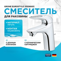 Смеситель для раковины Grohe Eurostyle new 33558003 хром