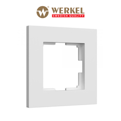 Рамка из пластика на 1 пост для розетки, выключателя Werkel Slab W0012961 белый матовый