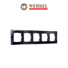 Рамка для розетки / выключателя Werkel Diamant W0051208 черная квадратная 5 постов стекло