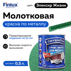 Грунт-эмаль Finlux F-148 Gold по ржавчине и металлу 3 в 1, глянец, 0.5 кг, Эликсир жизни