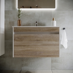 Тумба с раковиной Sancos Smart 80 дуб бардолино/белая, SM80E+CN7005