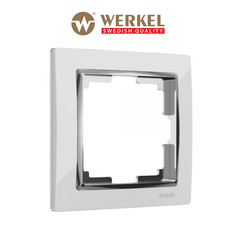 Рамка для розетки / выключателя на 1 пост Werkel W0011901 Snabb белый/хром пластик