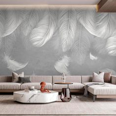 Фотообои флизелиновые встык VEROL "Перья" 600х283 см, 296-ФФО-05714