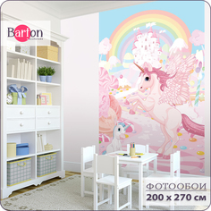 Фотообои флизелиновые 3d Bartonwall Детские Единорог K13502 200х270 см