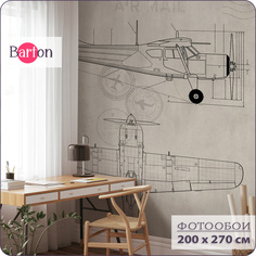 Фотообои на стену флизелиновые 3d Bartonwall Детские Самолет Чертеж 200х270 см K27302-B