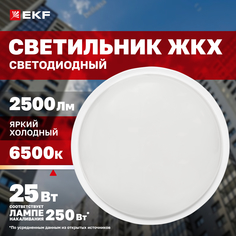Светильник светодиодный ЖКХ круг ДПО-2012 25Вт 6500K IP65 EKF PROxima