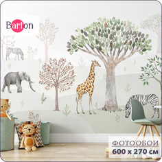 Фотообои флизелиновые 3d Bartonwall детские Животные Лес 600х270 см K29706-Z