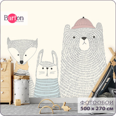 Фотообои флизелиновые 3d Bartonwall детские Зайчик Лиса Мишка 500х270 см K27105