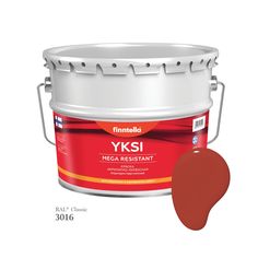 Краска-консилер с эффектом бархата YKSI, ультраматовая, цвет RAL3016 , 9л Finntella