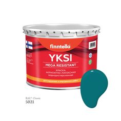 Краска-консилер с эффектом бархата YKSI, ультраматовая, цвет RAL5021 , 2,7л Finntella