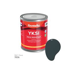 Краска-консилер с эффектом бархата YKSI, ультраматовая, цвет RAL7026 , 0,9л Finntella