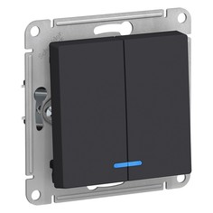 Выключатель SE ATLASDESIGN, 10 А, 2 клавиши, IP20, скрытый, подсветка, цвет карб., ATN0010 Systeme Electric