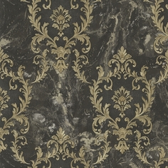 Обои Decori-Decori Carrara 2 83611 Винил на флизелине (1,06х10,05) Черный/Золотой, Дамаск Decori&Decori