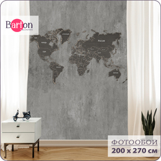 Фотообои флизелиновые 3d Bartonwall Карта Мира 200х270 см M21602-G