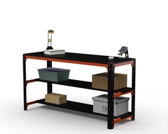 Стол металлический Metalex серия KIT 750х1400х400 (две полки) (оранжево-черный)