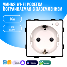 Умная WiFi розетка встраиваемая с заземлением Smart Aura модуль без рамки