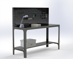 Стол металлический Metalex серия KIT 750х1300х600 + перфопанель (черный)