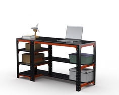 Стол металлический Metalex 201236 KIT 750х1400х400 с боковыми полками, оранжево-черный