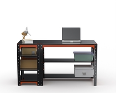 Стол металлический Metalex серия KIT 750х1200х400 с боковыми полками (оранжево-черный)