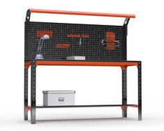 Стол металлический Metalex серия KIT 750х1400х400, 1 полка + перфопанель с комп. освещения