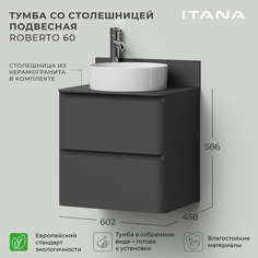 Тумба со столешницей подвесная Итана Roberto 60 602х458х586 Графит