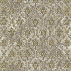 Обои Decori-Decori Carrara 2 83652 Винил на флизелине (1,06х10,05) Серый/Золотой, Дамаск Decori&Decori