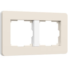 Рамка для розетки и выключателя на 2 поста Werkel Split W0023066 soft-touch айвори/белый