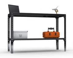 Стол-верстак Metalex серия KIT 950х1700х500 (одна полка) (чёрный)