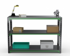 Стол-верстак Metalex 204050 KIT 950х1400х600 с двумя полками, серо-зеленый