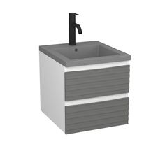 Тумба Bau Stil Loft grey brushed, раковина BAU Stil 40, смеситель Dream Black, черный Bauedge