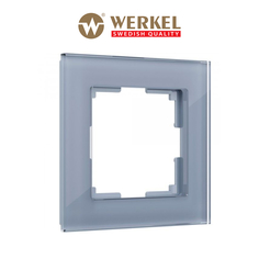 Рамка для розетки / выключателя на 1 пост Werkel W0011115 Favorit серый стекло